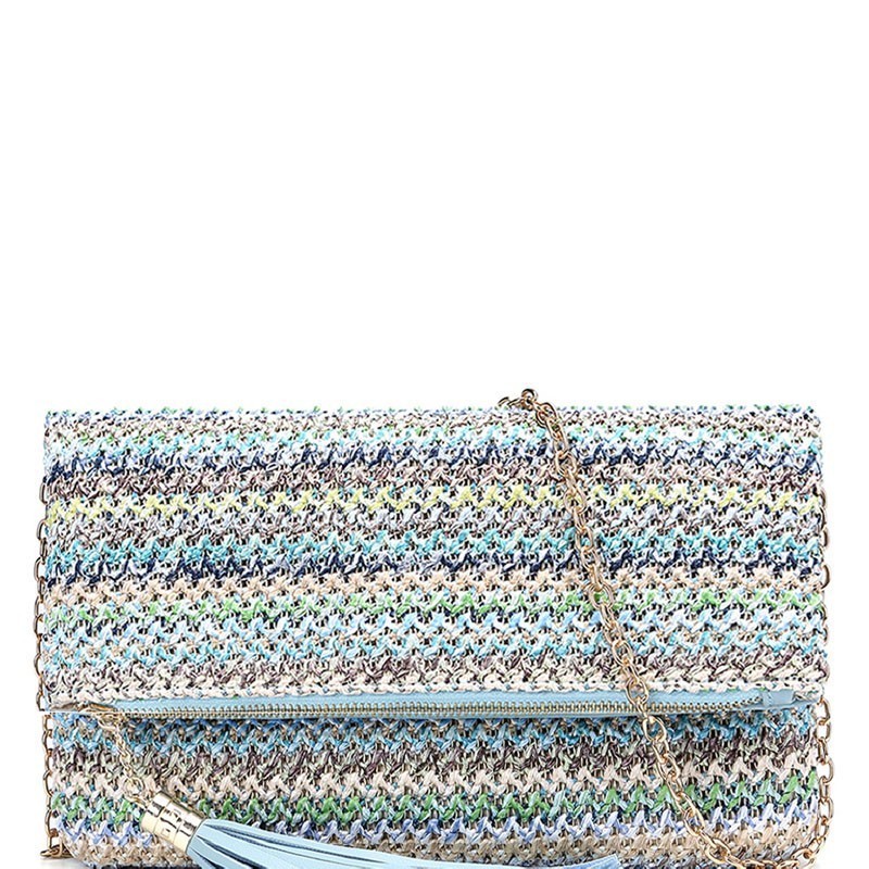 woven tassel clutch